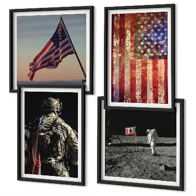 Polyptychon mit Rahmen amerikanische Symbole mit USA-Flagge
