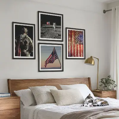 Polyptychon mit Rahmen amerikanische Symbole mit USA-Flagge