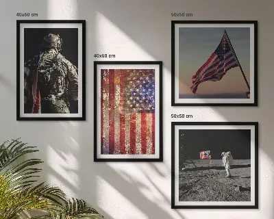 Polyptychon mit Rahmen amerikanische Symbole mit USA-Flagge