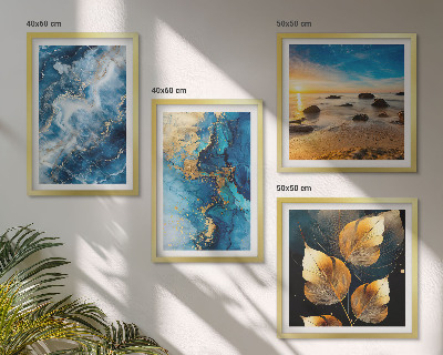 Polyptychon mit rahmen Bilder mit blau-goldenen Mustern