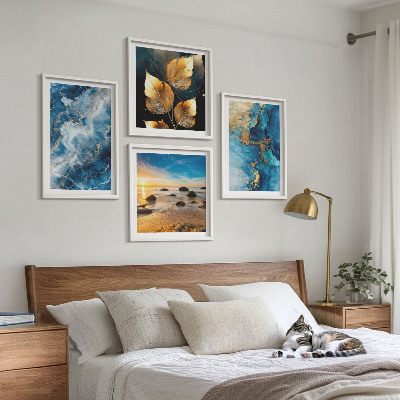 Polyptychon mit rahmen Bilder mit blau-goldenen Mustern