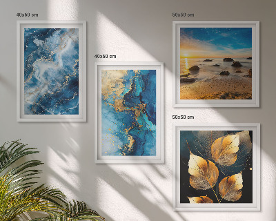 Polyptychon mit rahmen Bilder mit blau-goldenen Mustern