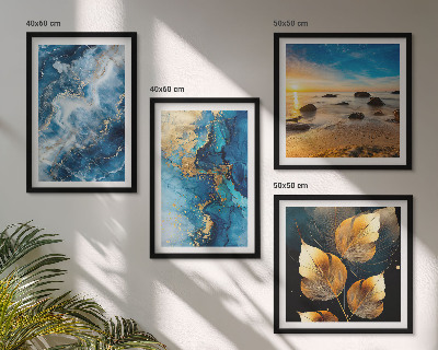 Polyptychon mit rahmen Bilder mit blau-goldenen Mustern