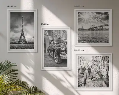 Wanddeko-Set mit Stadtansicht von Brücken, Eiffelturm und Autos