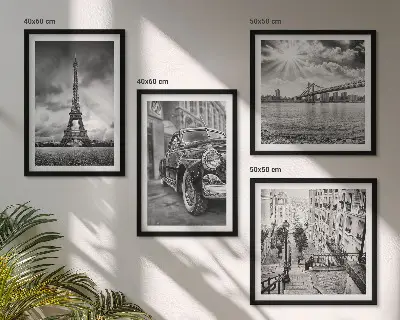 Wanddeko-Set mit Stadtansicht von Brücken, Eiffelturm und Autos