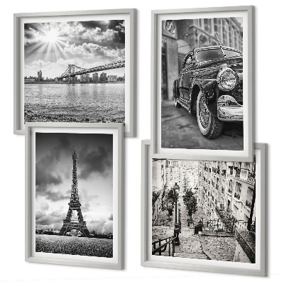 Wanddeko-set Stadtansichten, Brücken, Eiffelturm, Auto