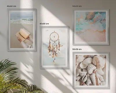 Polyptychon mit Rahmen Boho-Dekoobjekt in Buchform mit Muscheln