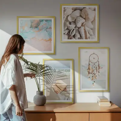 Polyptychon mit Rahmen Boho-Dekoobjekt in Buchform mit Muscheln