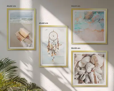 Polyptychon mit Rahmen Boho-Dekoobjekt in Buchform mit Muscheln