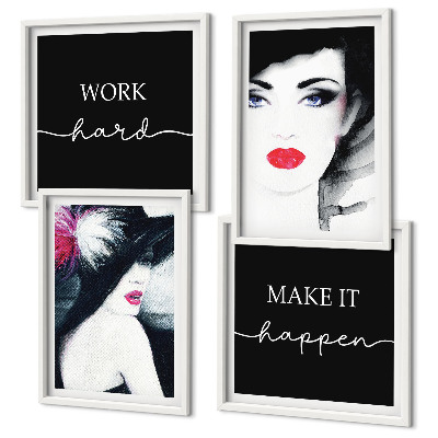 Wanddeko-set Porträts von Frauen mit Lippen