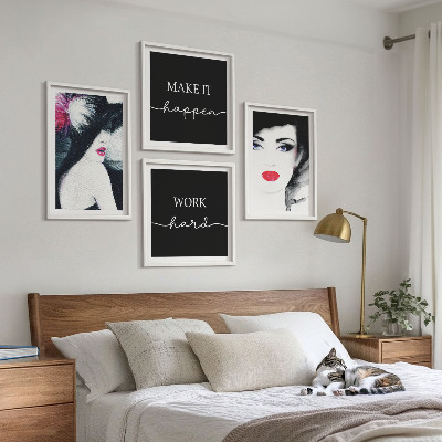 Wanddeko-set Porträts von Frauen mit Lippen