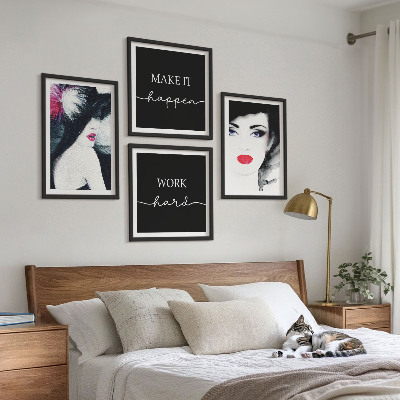Wanddeko-set Porträts von Frauen mit Lippen
