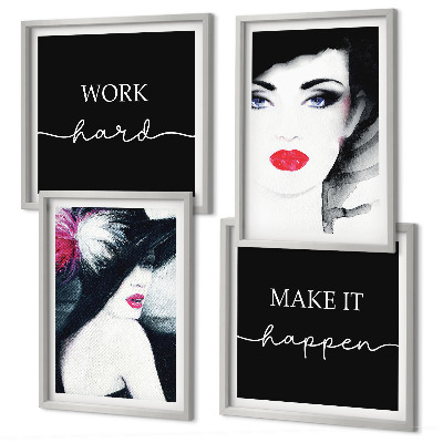 Wanddeko-set Porträts von Frauen mit Lippen