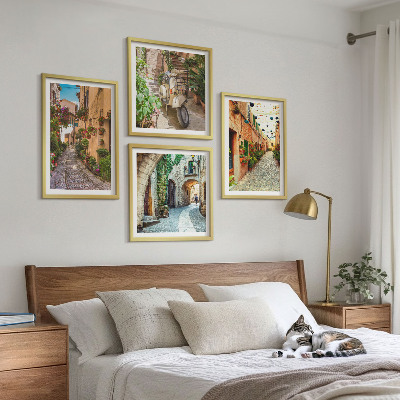Polyptychon mit rahmen Charmante italienische Straßen und Blumen