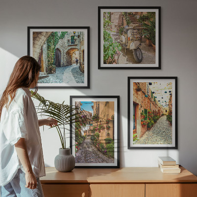 Polyptychon mit rahmen Charmante italienische Straßen und Blumen