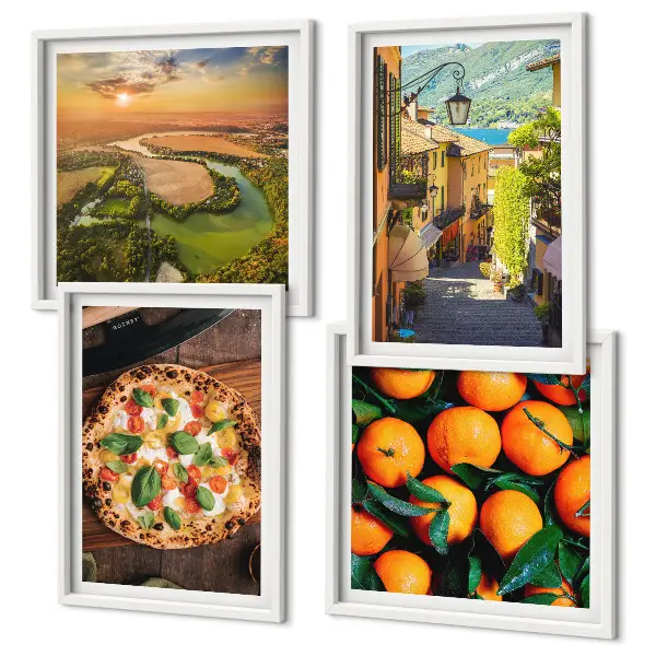 Wanddeko-Set italienische Landschaft mit Flüssen, Hügeln und Straßen