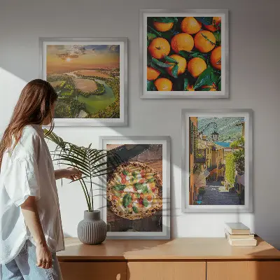Wanddeko-Set italienische Landschaft mit Flüssen, Hügeln und Straßen