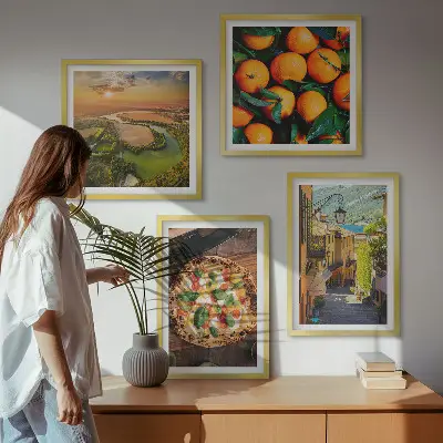 Wanddeko-Set italienische Landschaft mit Flüssen, Hügeln und Straßen