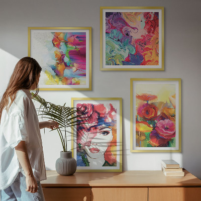 Wanddeko-set Porträt von Blumen in intensiven Farben