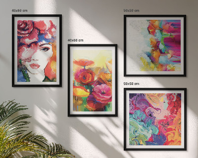 Wanddeko-set Porträt von Blumen in intensiven Farben