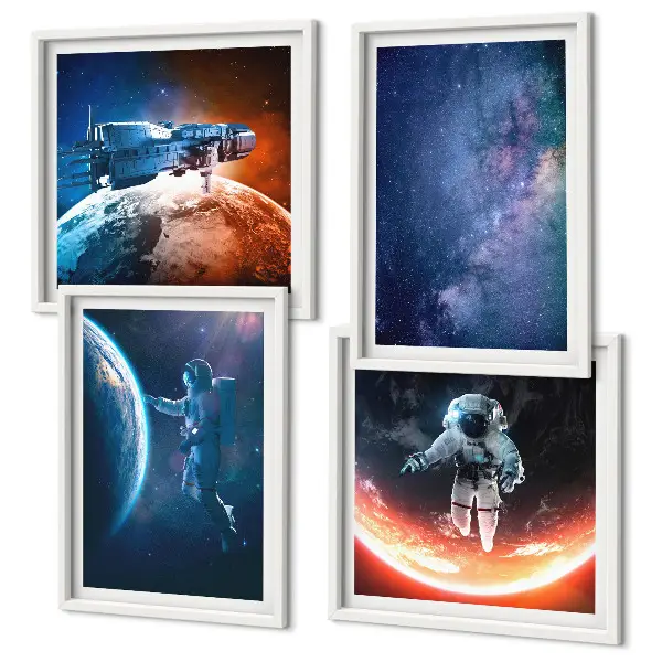 Wanddeko-Set mit Weltraum-Astronauten und Sternenmotiven