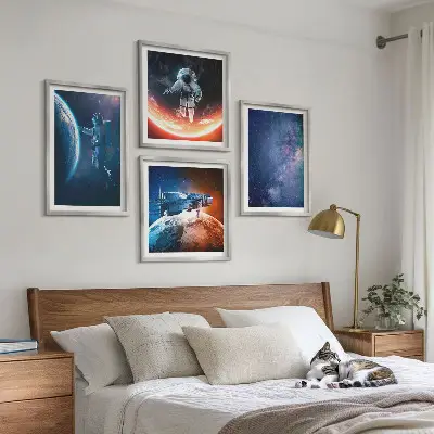 Wanddeko-Set mit Weltraum-Astronauten und Sternenmotiven