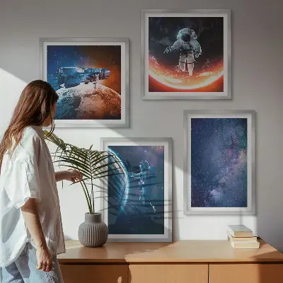 Wanddeko-Set mit Weltraum-Astronauten und Sternenmotiven