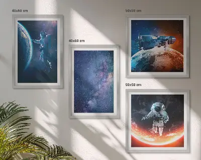 Wanddeko-Set mit Weltraum-Astronauten und Sternenmotiven
