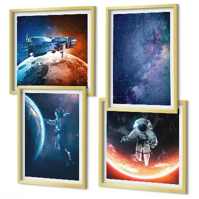 Wanddeko-Set mit Weltraum-Astronauten und Sternenmotiven