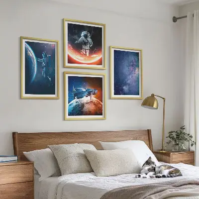 Wanddeko-Set mit Weltraum-Astronauten und Sternenmotiven