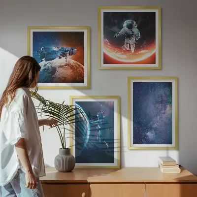 Wanddeko-Set mit Weltraum-Astronauten und Sternenmotiven