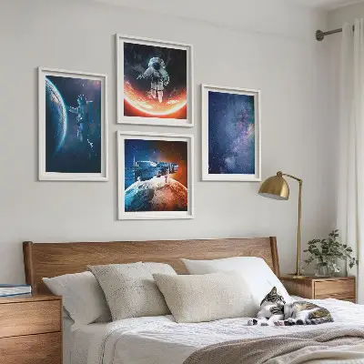 Wanddeko-Set mit Weltraum-Astronauten und Sternenmotiven