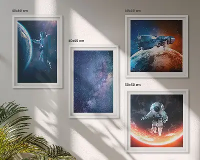 Wanddeko-Set mit Weltraum-Astronauten und Sternenmotiven