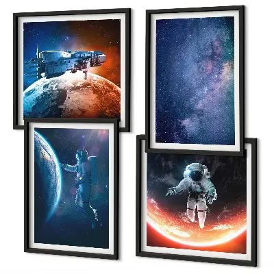 Wanddeko-Set mit Weltraum-Astronauten und Sternenmotiven