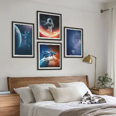 Wanddeko-Set mit Weltraum-Astronauten und Sternenmotiven