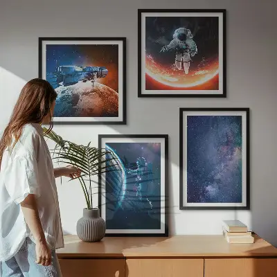 Wanddeko-Set mit Weltraum-Astronauten und Sternenmotiven