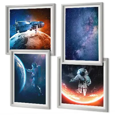 Wanddeko-Set mit Weltraum-Astronauten und Sternenmotiven