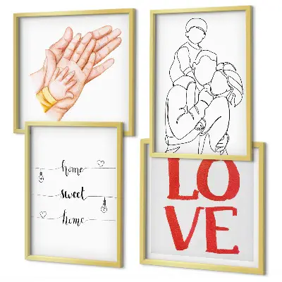 Familienillustration als Hausschild mit passendem Rahmen als Polyptychon