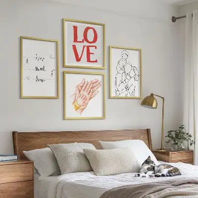 Familienillustration als Hausschild mit passendem Rahmen als Polyptychon