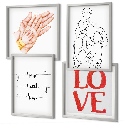 Polyptychon mit rahmen Familienillustrationen Hausschilder