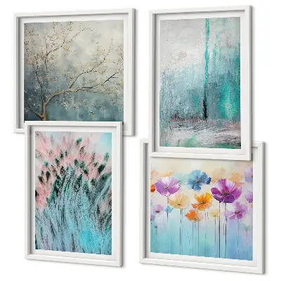 Hintergrundmuster mit Pastellblumen als gerahmtes Polyptychon