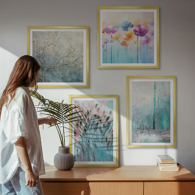 Polyptychon mit rahmen Hintergrundmuster mit Pastellblumen