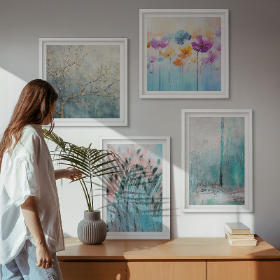 Polyptychon mit rahmen Hintergrundmuster mit Pastellblumen