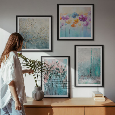 Polyptychon mit rahmen Hintergrundmuster mit Pastellblumen