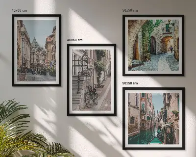 Venezianische Straßen und Wasserarchitektur als gerahmtes Polyptychon