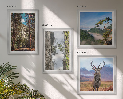 Wanddeko-set Straße Wald Berge Hirsch Natur