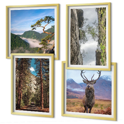 Wanddeko-set Straße Wald Berge Hirsch Natur