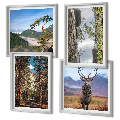 Wanddeko-set Straße Wald Berge Hirsch Natur