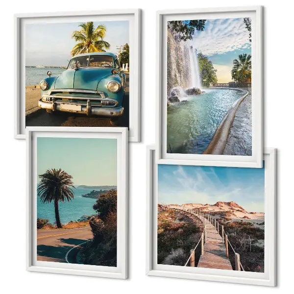 Wanddeko-Set mit Motiv Urlaub Palmen und Wasserfall