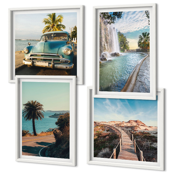 Wanddeko-set Urlaub Palmen Wasserfall